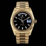 Sugess DD40 Men’s Watches Automatic Day Date Mechanical Wristwatch Original ST2146 Movement Sapphire Waterproof Luxury Retro New – Golden Black 11