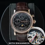 Sugess Men Watch ST1908 Swanneck Movement Mechanical Chronograph Wristwatch Genuine Moonphase Calendar Vintage Leather NEW 2023 – RG Black Swanneck 14