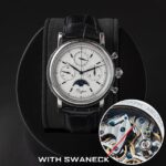 Sugess Men Watch ST1908 Swanneck Movement Mechanical Chronograph Wristwatch Genuine Moonphase Calendar Vintage Leather NEW 2023 – S White Swanneck 8