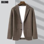 Top Grade New Autum Winter Brand Fashion Slim Fit Knit Blazer Mens Top Cardigan Sweater Casual Coats Jacket Mens Clothes 2023 1