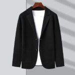 Top Grade New Autum Winter Brand Fashion Slim Fit Knit Blazer Mens Top Cardigan Sweater Casual Coats Jacket Mens Clothes 2023 – Black 7