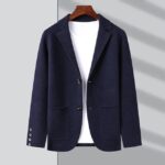 Top Grade New Autum Winter Brand Fashion Slim Fit Knit Blazer Mens Top Cardigan Sweater Casual Coats Jacket Mens Clothes 2023 – Navy 9