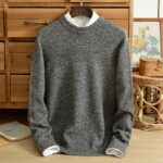 Winter cashmere sweater men’s pure cashmere round neck double-strand thick seamless one solid color bottoming shirt business 2