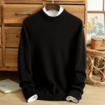 Winter cashmere sweater men’s pure cashmere round neck double-strand thick seamless one solid color bottoming shirt business 4