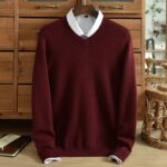 Winter thickened men’s pure cashmere sweater worsted V-neck business casual pullover chicken heart collar high-end knit shirt 3